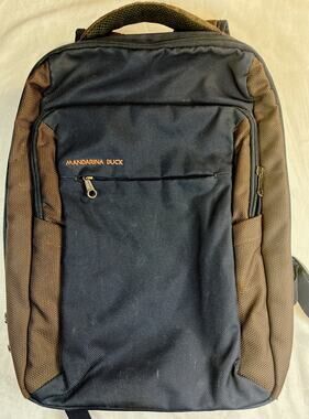 Mandarina Duck Men's Backpack Computer NAVY BROWN Travel Bag Designed In Italy